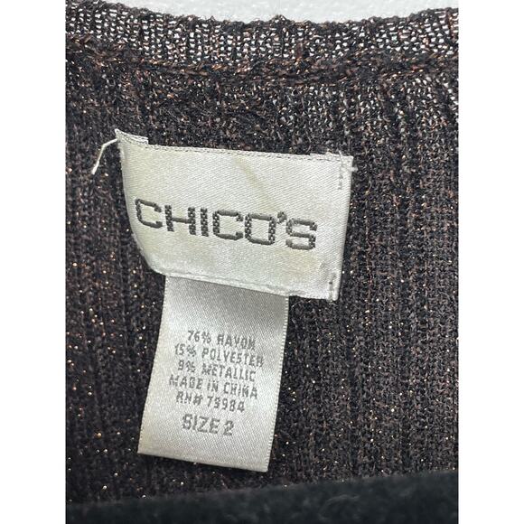 Chico's Sleeveless Ribbed Knit V Neck Tank Sweater Pullover Brown Women Size 2 M - Picture 4 of 7